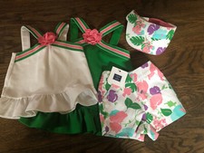 NWT Janie and Jack girl SUMMER green pink Rosette 3-piece floral hat SET 12 18