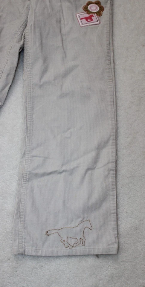 Pantalones de pana Lands End para niñas beige bordados caballos flores talla 12 Plus Foto 4 de 4