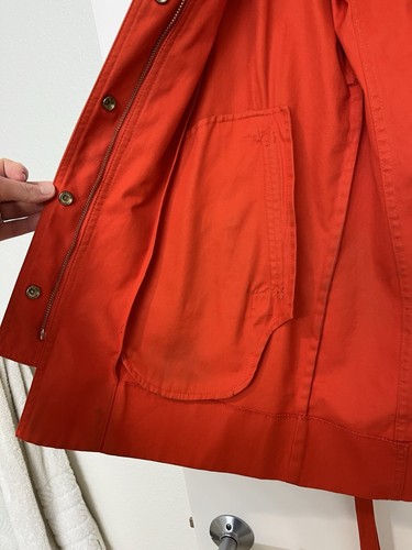 Chaqueta de Campo J Crew Mujer NARANJA ROJO PARKA ABRIGO CON CAPUCHA CINTURÓN CREMALLERA COMPLETA BOTÓN - Imagen 6 de 24