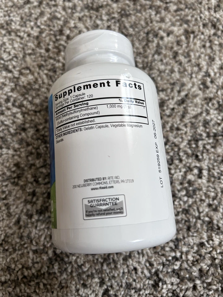 Rite Aid metilsulfonilmetano 1.000 mg por porción 120ct caducidad 06/2027 MSM Foto 2 de 3