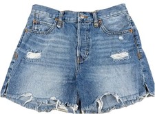 Free People We The Free Shorts Womens 25 Distressed Raw Hem Blue Denim