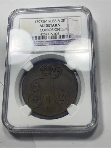 1797 Russia EM 2 Kopeks NGC AU Details Corrosion Item 9928