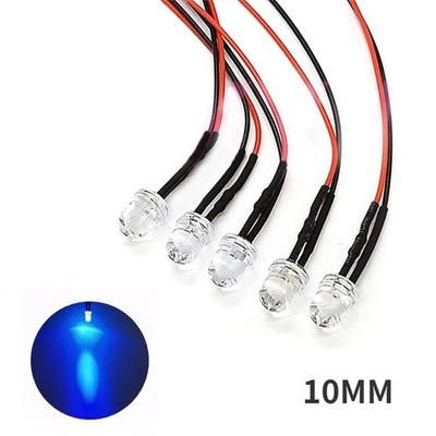 Small LED Light Clear Bulb Round Top Indicator PCB Attached Pre-Wired 12V DC