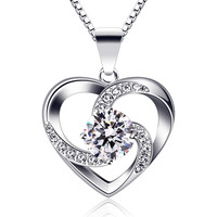 Halskette Damen Silber 925 Herzkette AnhäNger 45 Cm Schmuck Geschenk Frauen