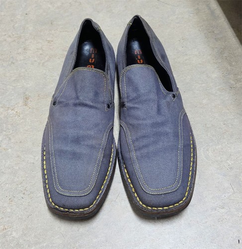 Miu Miu, Ballerine uomo vintage MIU MIU blu-grigio denim/tela anni 90. Suola in gomma Trippy 10. Raro!