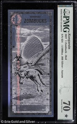 2027 Zombucks Kangaruin 1/1000 oz Silver Back Foil Note PMG 70 Zombuck