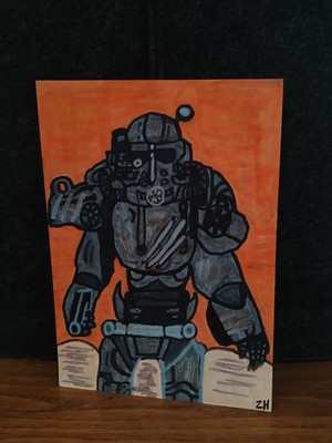 Drawing Fallout Maximus Power Armor Brotherhood Of Steel Video Game Horror Art