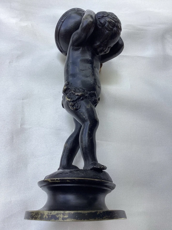 Angelot.   Bronze Patine Brune Signé CLODION ÉPOQUE 19ém  20cm - Photo 3/4