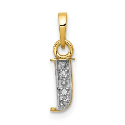 14k Bicolor Gold J Initiale Anhänger Diamant Akzent Halskette Charm Unisex Schmuck