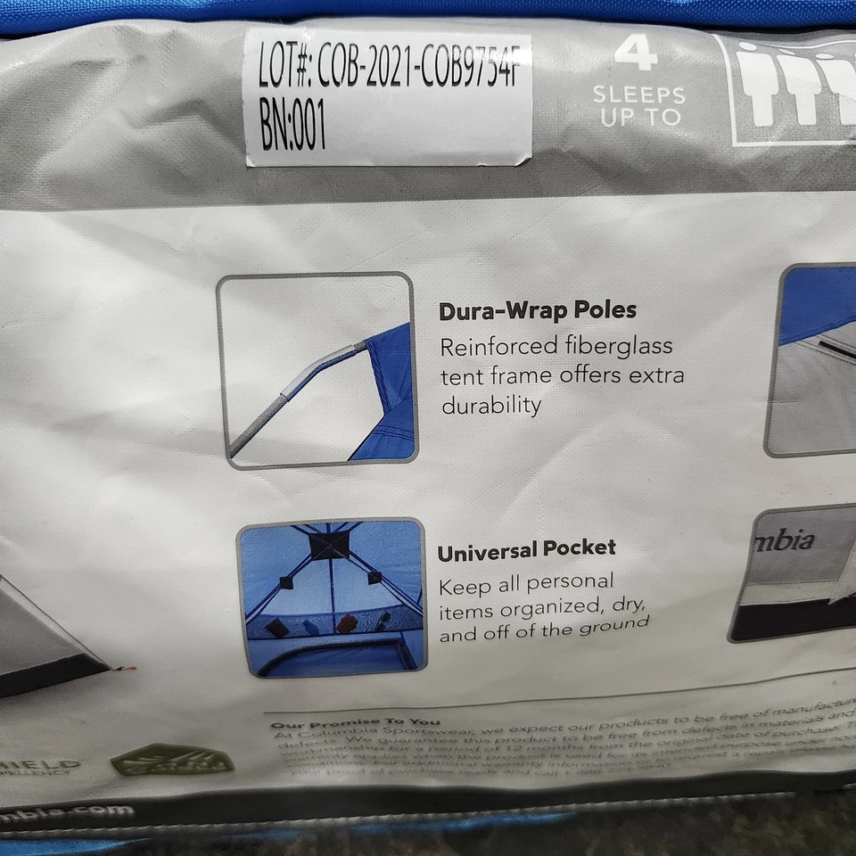 Tienda domo Columbia Tabor Point para 4 personas 9'x7'x54" nueva incluye estuche de transporte Foto 4 de 4