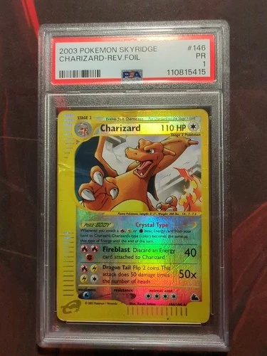 PSA 1 Crystal Charizard 146/144 Skyridge Reverse Holo Rare Pokemon Card