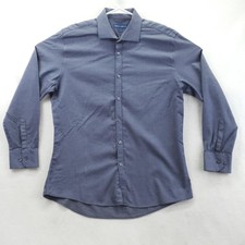 Vince Camuto Dress Shirt Mens 16.5 34/35 Blue Check Slim Fit Cotton Long Sleeve