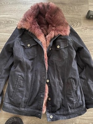 Free Soul Jeans Jacke In M Neu Fell Zum Abnehmen Blau Rot