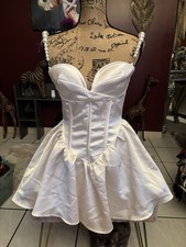 Fashion Nova Ivory Satin Pearl Strap Corset Fit & Flare Short Dress Size S