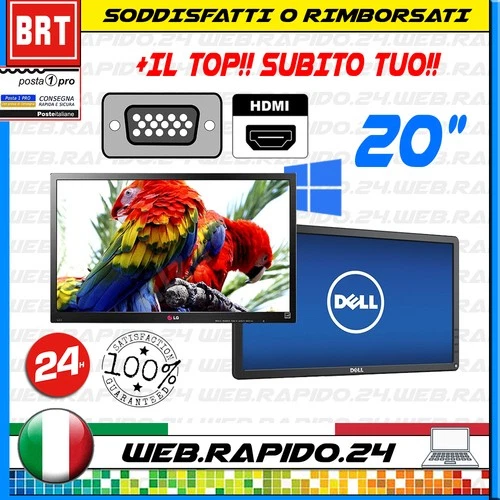 PC MONITOR SCHERMO LCD DA 20 (DELL,HP) VGA HDMI DISPLAY DESKTOP FHD BUONO 19 22
