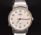 Vintage 1997 Timex Easy Reader INDIGLO Quartz Watch Silver Tone Expansion Band