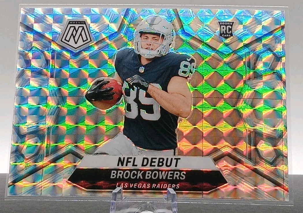 2024 Mosaic BROCK BOWERS Silver Mosaic Prizm NFL Debut 286 Las Vegas Raiders RC