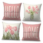 Pillow Covers 18x18 Set of 4 Tulip Home Sweet Home 18" x 18" (Pack of 4) Pink
