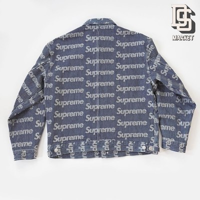 SUPREME DENIM CHORE TRUCK JACKET LARGE STRIPE SS 2024 FRAYED LOGOS