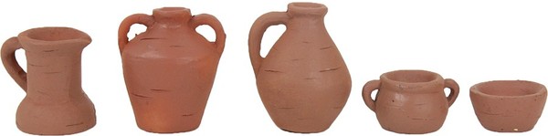 KrippenzubehöR TongefäßE 5-Teilig Polyresin HöHe 3,6 Cm Deko-image