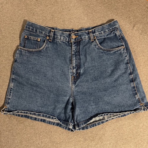 Halston, Halston Jeanswear Vintage High Waisted Denim Shorts Size 16 Blue Mom Jean Shorts