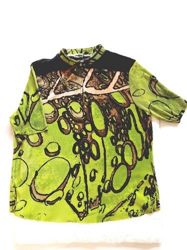 JAMIE SADOCK Women Top Activewear Polo  Sz XL Multicolor Green Short Sleeve - Foto 1 di 12