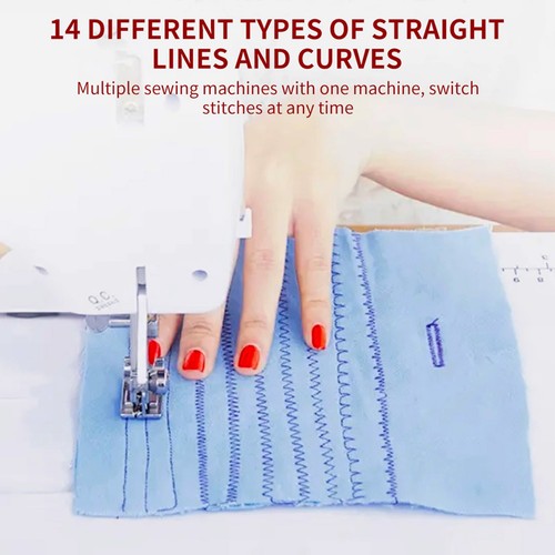 728 Mini Electric 14 Stitches Sewing Machine w/Extension Table Cotton Fabric - Foto 18 di 18