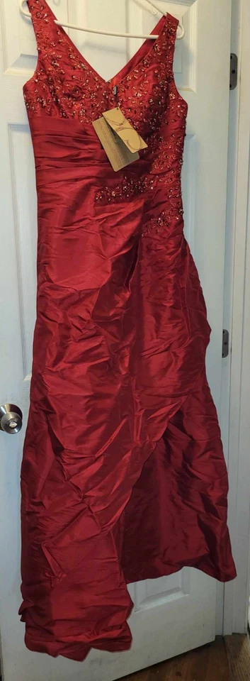 JJ's House Burgundy Sequin Beaded Mother of the Bride Dress & Bolero Sz 10 - NIB - Image 3 of 4