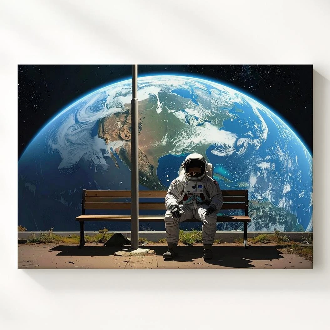 Astronaut Reflection Canvassolitude And Contemplation In Space Art Wall Art