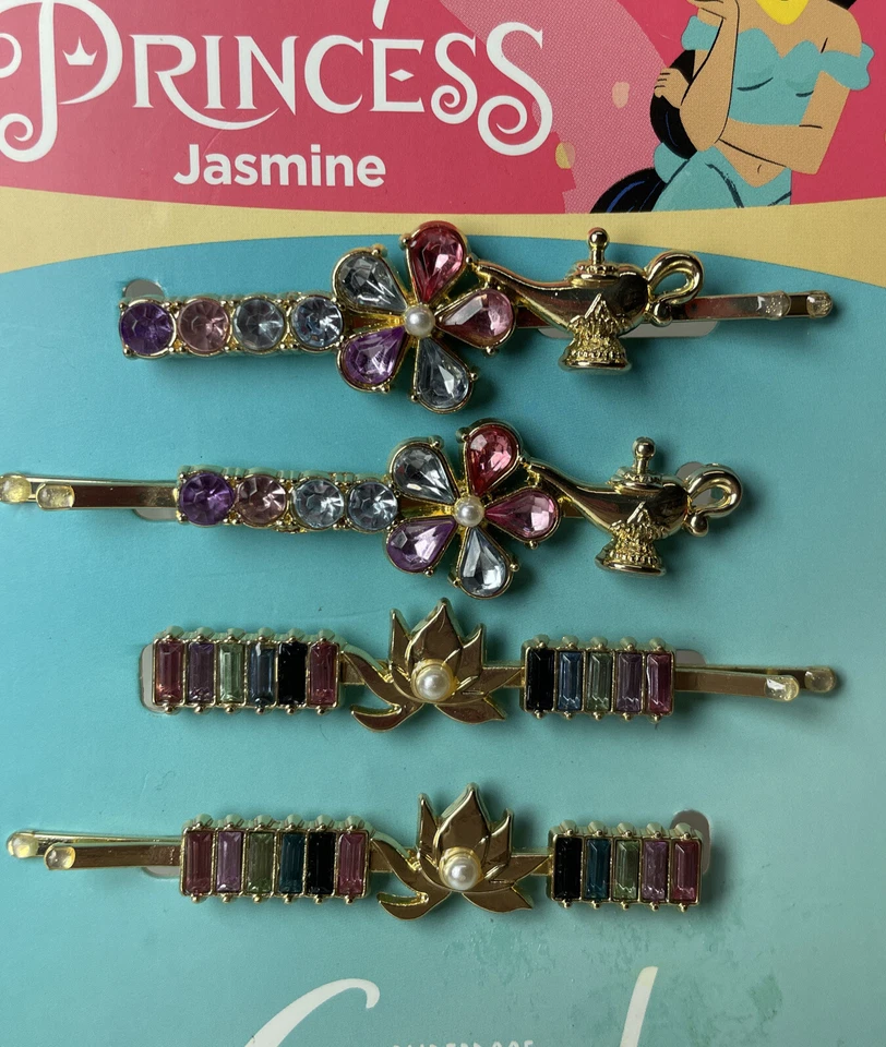 Disney Princesa Jazmín Deslizable Estrás Bobby Pins 4 unidades Todo Tipo de Cabello Foto 2 de 4
