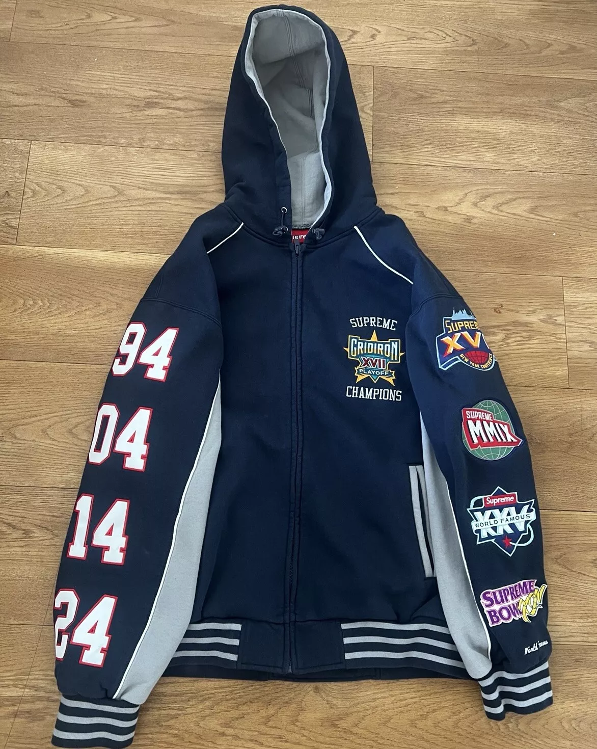 Sweat à capuche zippé Supreme Play offs bleu marine SS25 Large