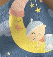 Baby Quilt. Baby Boy Quilt. Baby On the Moon Quilt. Sleepy Time Quilt.