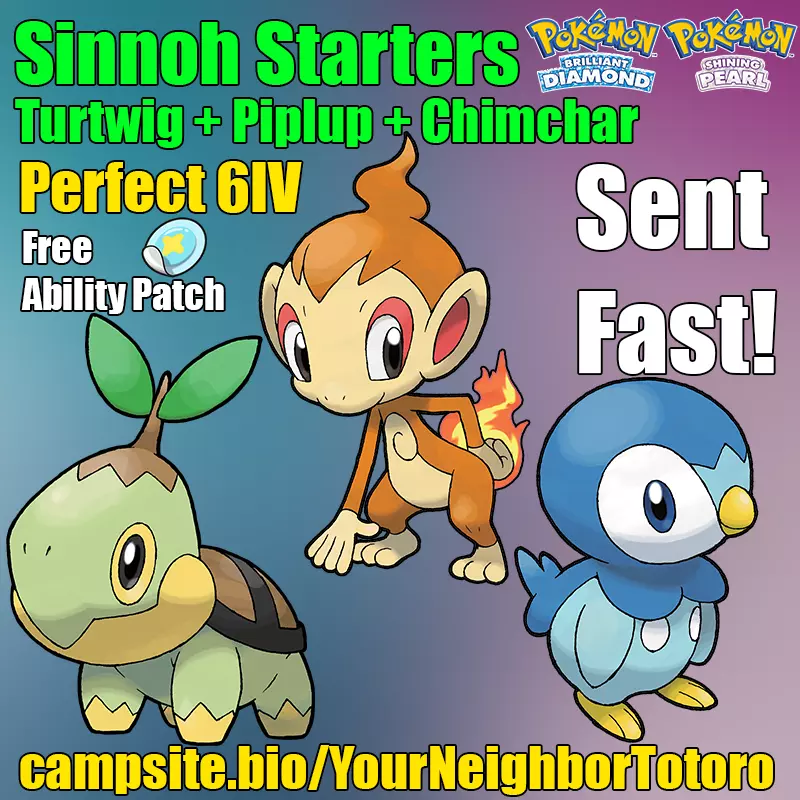 6IV Shiny Sinnoh Starters Pokemon Brilliant Diamond Shining 