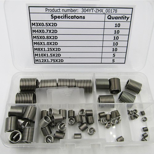 60pcs Kit M3 M4 M5 M6 M8 M10 M12 Helicoil Stainless Steel Thread Repair Insert - Picture 1 of 4