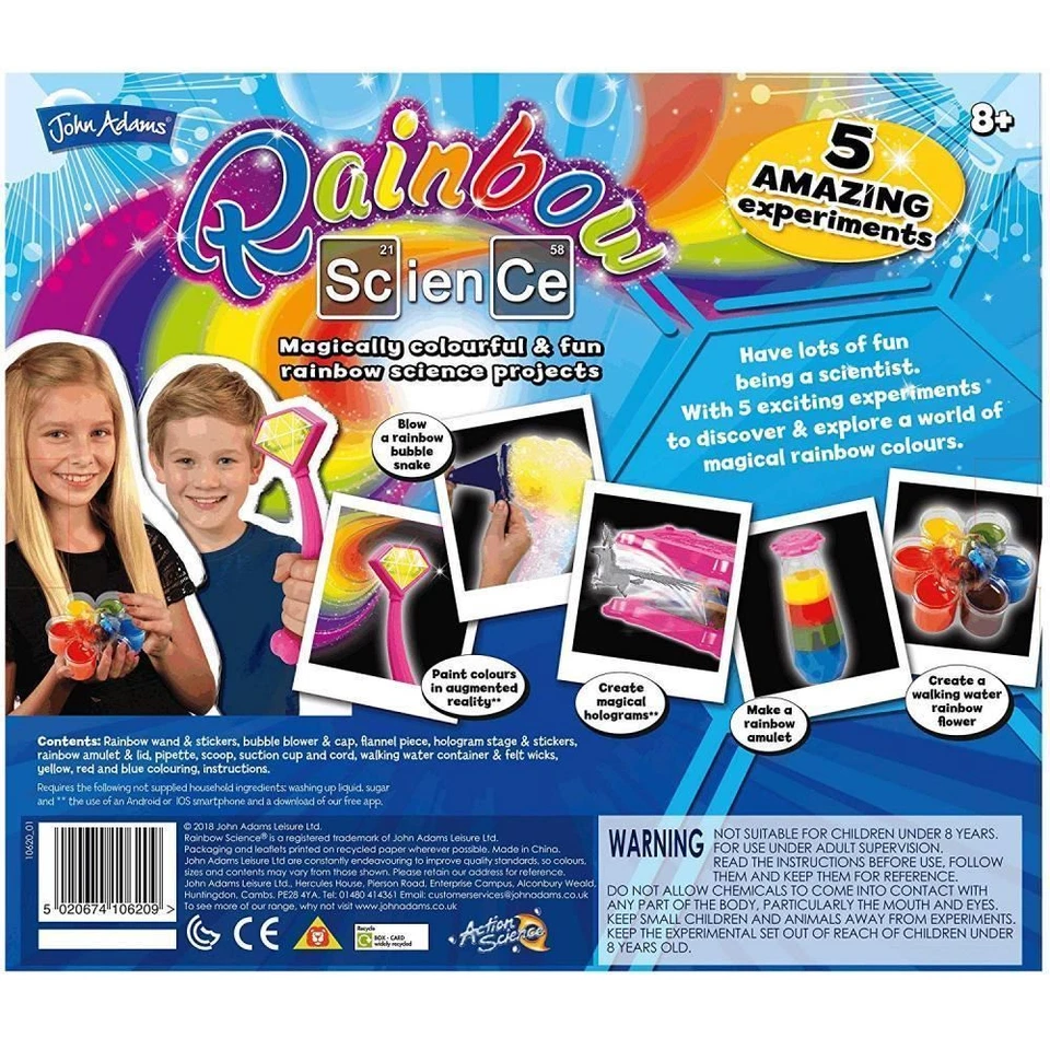 John Adams Rainbow Science 5 Experiment Magically Colourful Fun Set For Children - Image 4 of 4