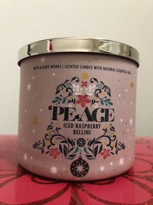 Bath & Body Works Aromatherapy Candle ICED RASPBERRY BELLINI PEACE 3 Wick New