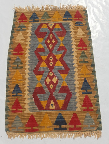 Vintage Traditional Handcrafted Turkish Kilim Rug for Home Décor 103x70 cm