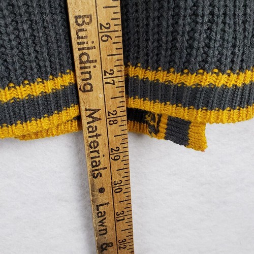 Harry Potter Size L Hufflepuff Knit Hooded Sweater Gray Gold Colorblock Hogwarts - Picture 8 of 10