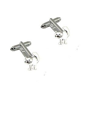 TIB8 Scary Cat Silver Emblem on a Pair Of Cufflinks weddings birthday