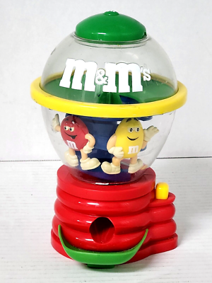 M & M's FUN MACHINE RED/YELLOW SPINNING CANDY DISPENSER PLASTIC