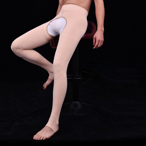 Sexy Men's Thermal Pantyhose Stretch Tights Crotchless Footless Underpants Warm - Picture 1 of 14
