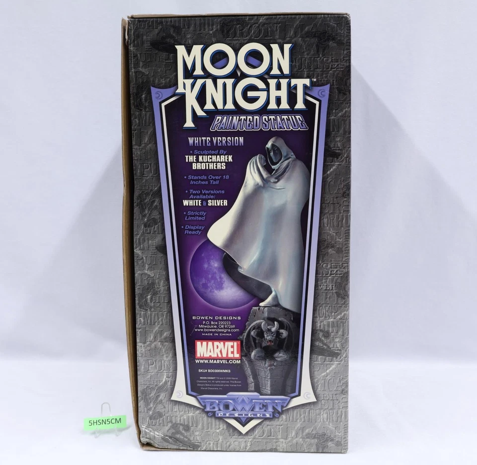 月亮骑士银版漫威漫画2006年Bowen Designs 18英寸绘画雕像 — 第 4/4 张图片