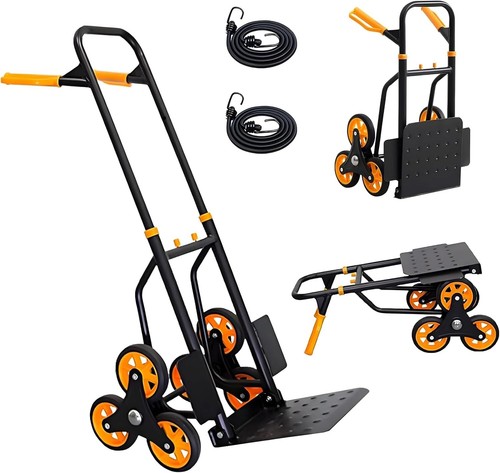 Telescoping Handle Heavy Duty Dolly Cart - 6 Rubber Wheels for Effortless Moving - Picture 3 of 9