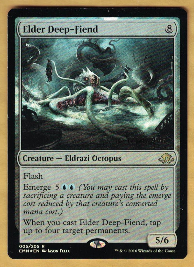 Prerelease Foil - Elder Deep-Fiend (Eldritch Moon,   2016) MTG Promotional