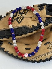 MLB Inspired Boys Rhinestone Beaded Baseball Necklace All MLB Team Colors Avail