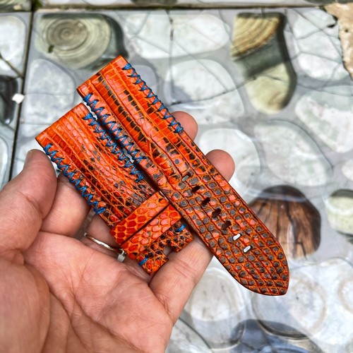 22mm/20mm Genuine Lizard leather watch strap band, leather watch strap Orange - Picture 4 of 18