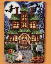 Large Scary Halloween Haunted House Latch Hook Rug Kit NEW 102x69cm