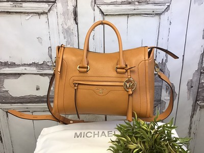 michael kors carine medium pebbled leather satchel