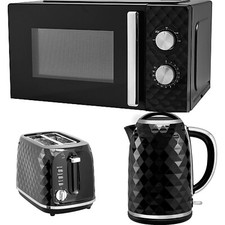 Kettle Toaster Microwave Black  Diamond Textured
