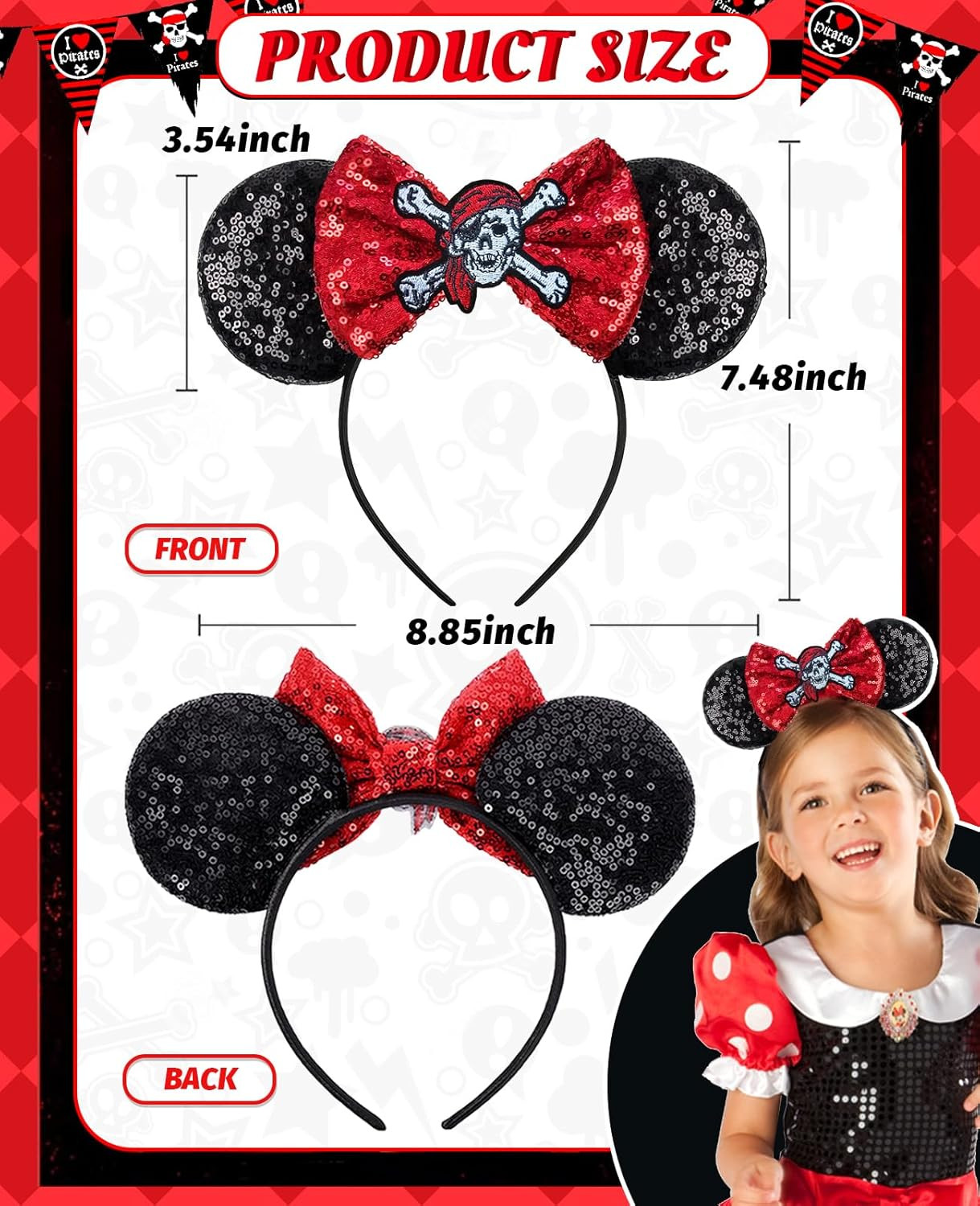 Women's Pirate Hat and Headband Accessories for Costume Parties